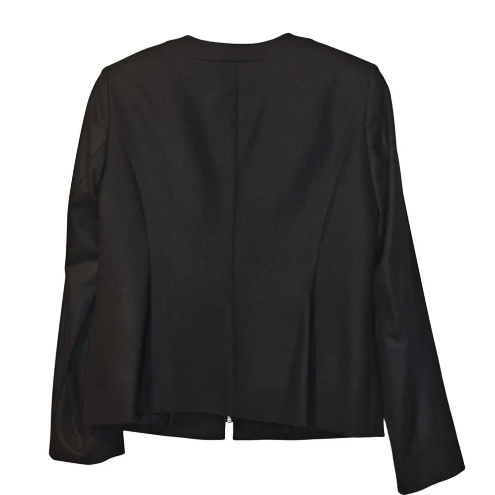 Jones‎ New York Collection Blazer Women 8 Black Zip Front Stretch Pockets New